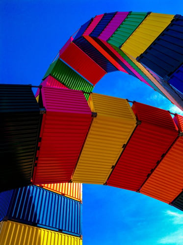 Colorful shipping containers.